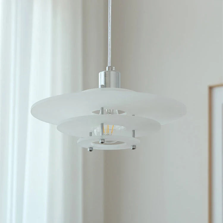 Pendant Lamp | UFO-Shaped Vintage Acrylic & Iron | 30 cm Diameter