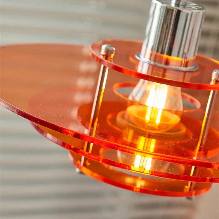 Pendant Lamp | UFO-Shaped Vintage Acrylic & Iron | 30 cm Diameter