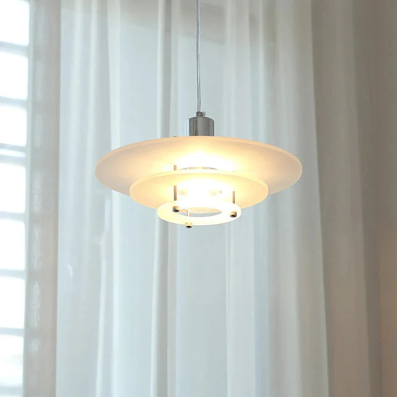 Pendant Lamp | UFO-Shaped Vintage Acrylic & Iron | 30 cm Diameter