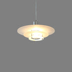 Pendant Lamp | UFO-Shaped Vintage Acrylic & Iron | 30 cm Diameter