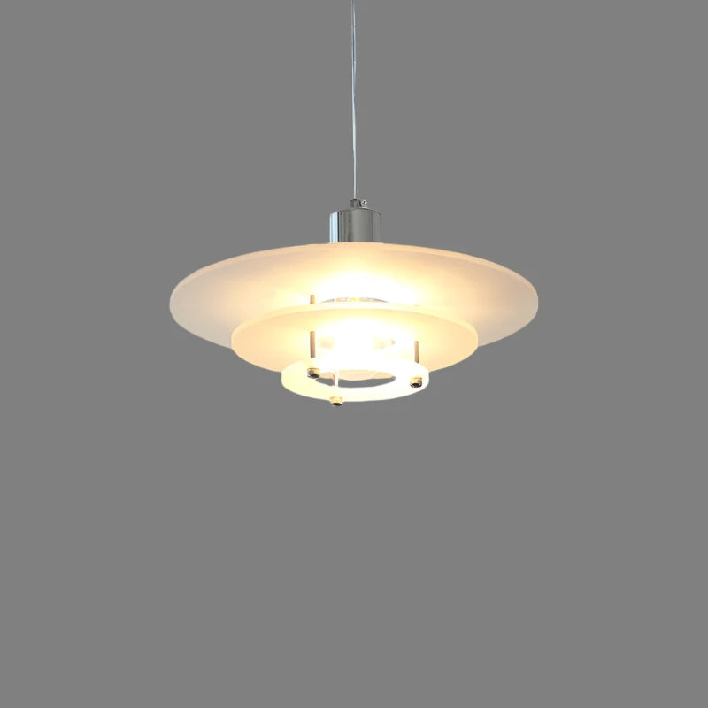 Pendant Lamp | UFO-Shaped Vintage Acrylic & Iron | 30 cm Diameter