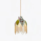 Pendant Lamp | Velvet Shade & Tassels | Adjustable Suspension