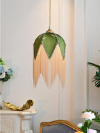 Pendant Lamp | Velvet Shade & Tassels | Adjustable Suspension