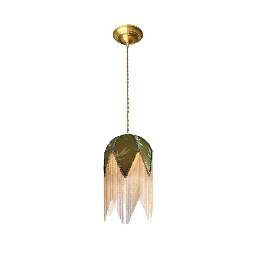 Pendant Lamp | Velvet Shade & Tassels | Adjustable Suspension
