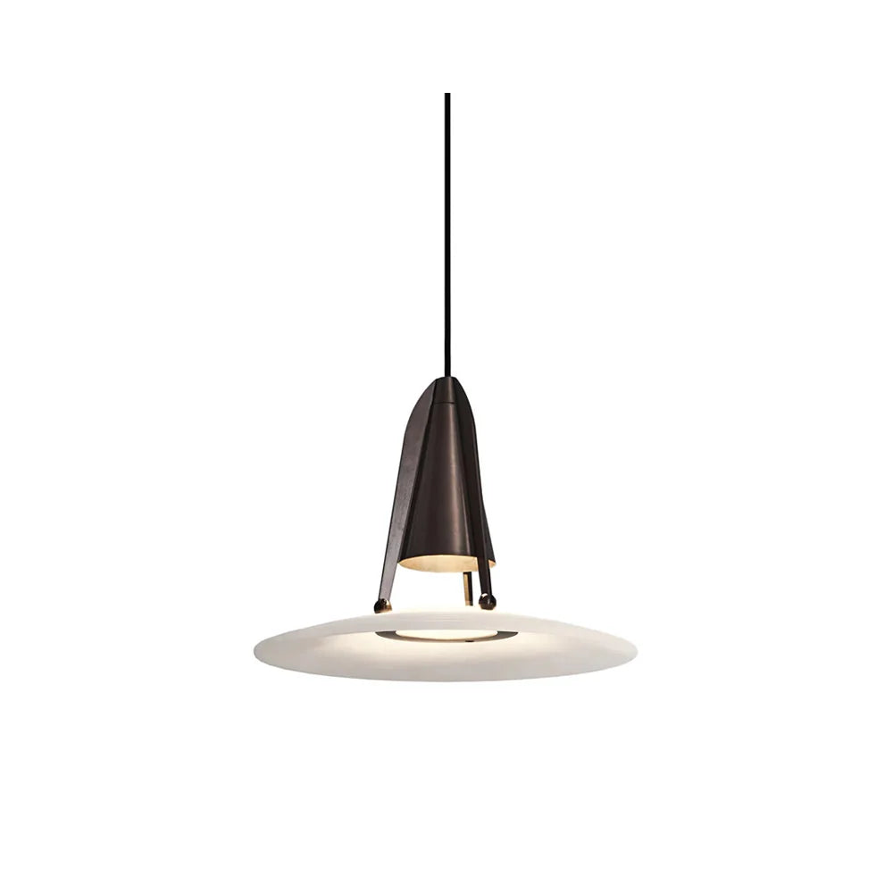 Pendant Lamp | Round Alabaster Shade | Gold, Bronze or White Frame