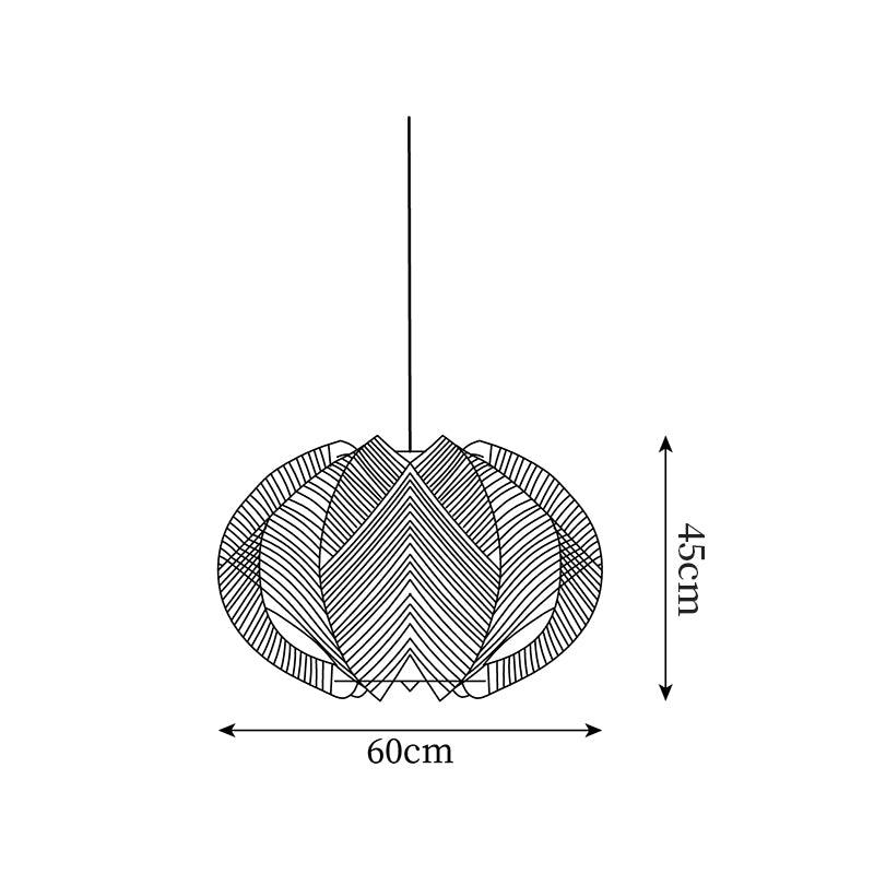 Pendant Lamp | Cylindrical Fabric Shade | Wood Frame & Metal Accents
