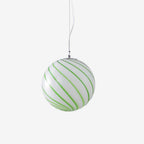 Pendant Lamp | Green Swirl Glass Globe | Metal Fittings, 30 cm