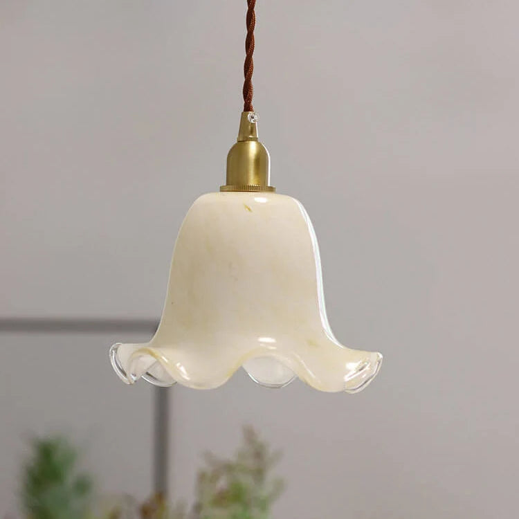 Pendant Lamp | Vintage Rounded Glass Shade | Brass Support