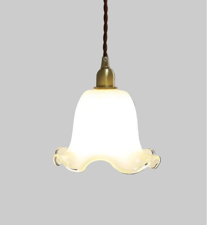 Pendant Lamp | Vintage Rounded Glass Shade | Brass Support