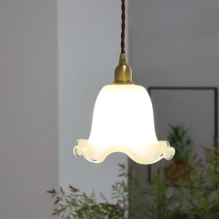Pendant Lamp | Vintage Rounded Glass Shade | Brass Support