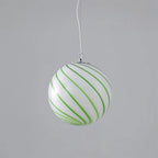 Pendant Lamp | Green Swirl Glass Globe | Metal Fittings, 30 cm