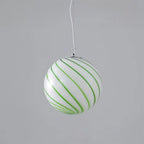 Pendant Lamp | Green Swirl Glass Globe | Metal Fittings, 30 cm