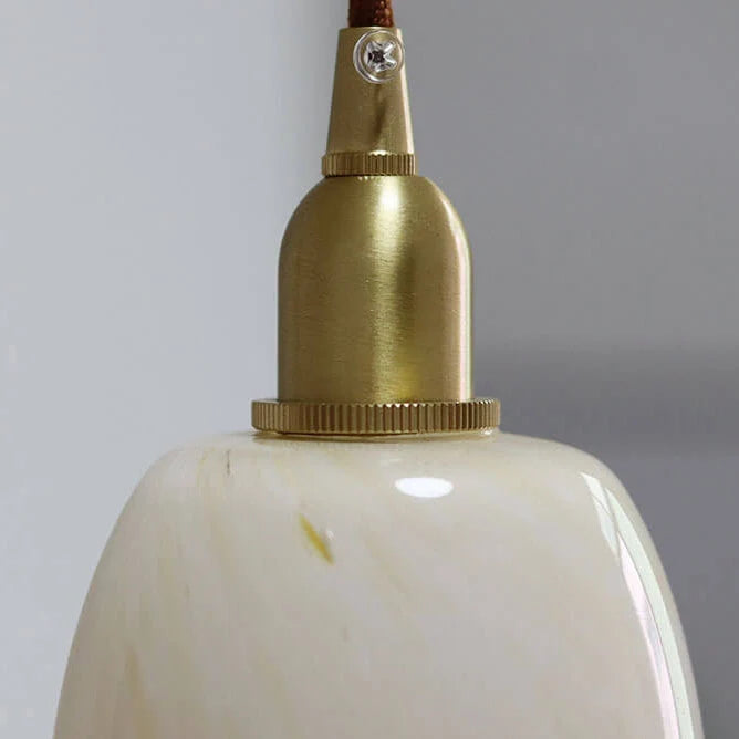 Pendant Lamp | Vintage Rounded Glass Shade | Brass Support