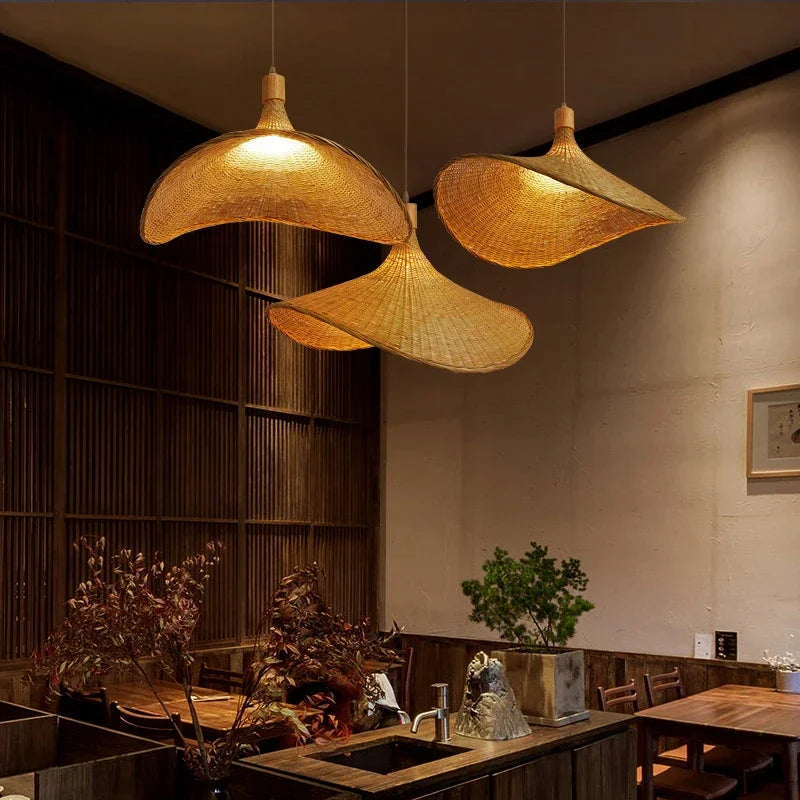 Pendant Lamp | Handwoven Bamboo Basket Shade | Warm Ambient Light