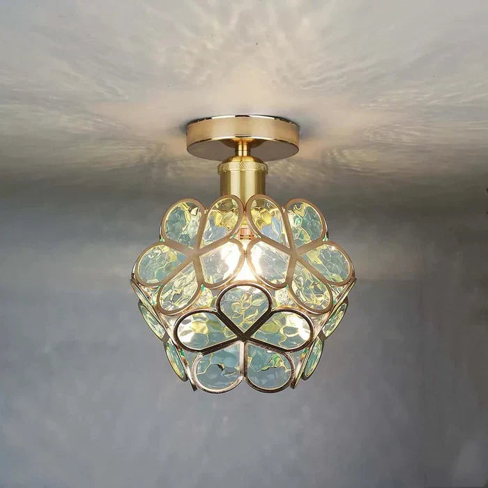 Pendant Lamp | Overlapping Glass Petal Shade | Metal Fixture, 30 cm