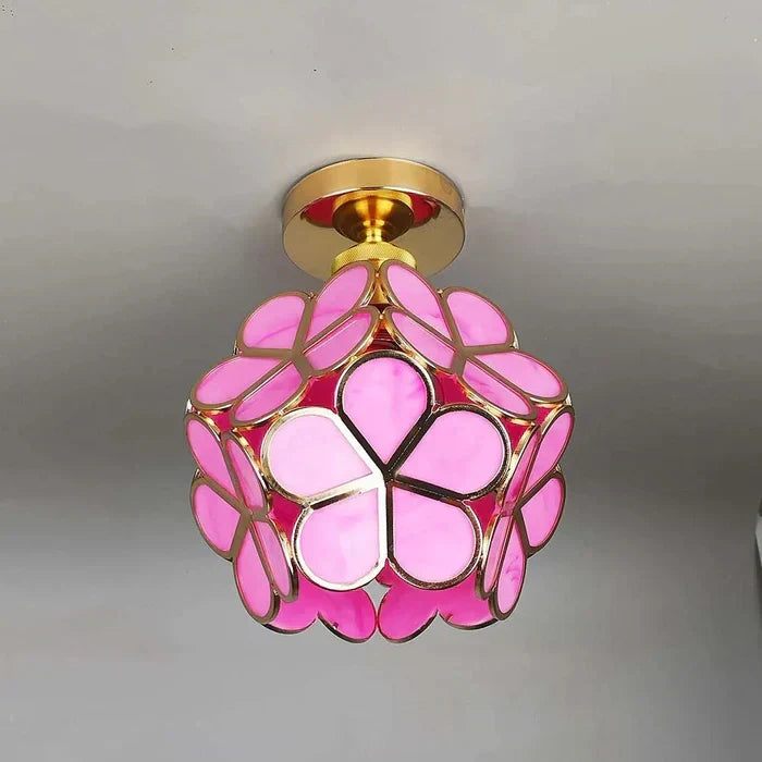 Pendant Lamp | Overlapping Glass Petal Shade | Metal Fixture, 30 cm