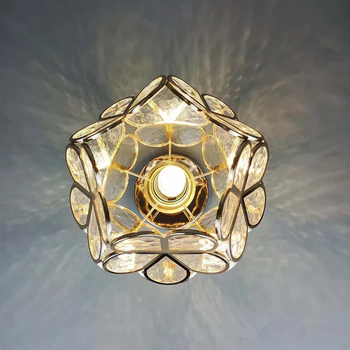 Pendant Lamp | Overlapping Glass Petal Shade | Metal Fixture, 30 cm