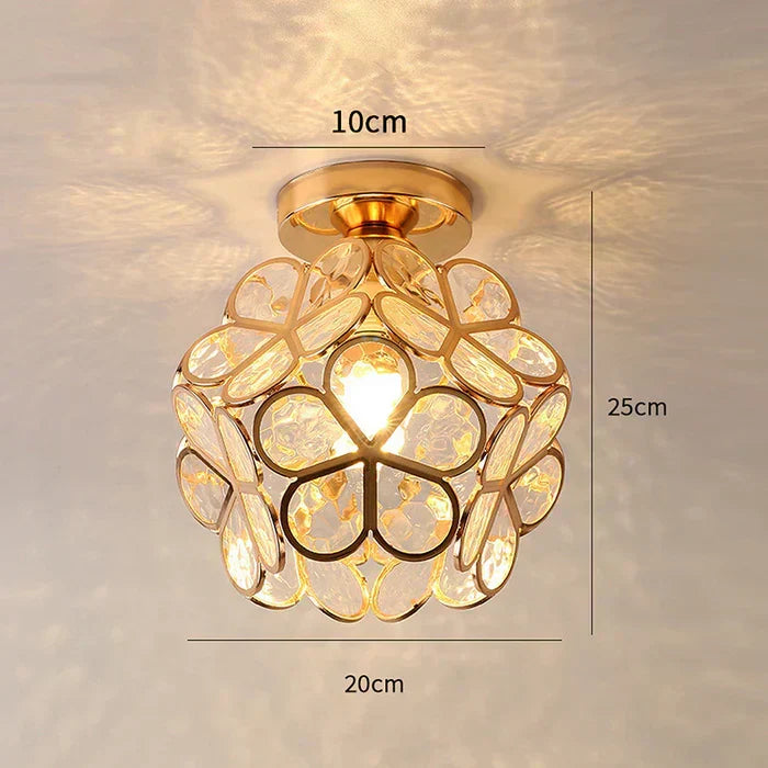 Pendant Lamp | Overlapping Glass Petal Shade | Metal Fixture, 30 cm
