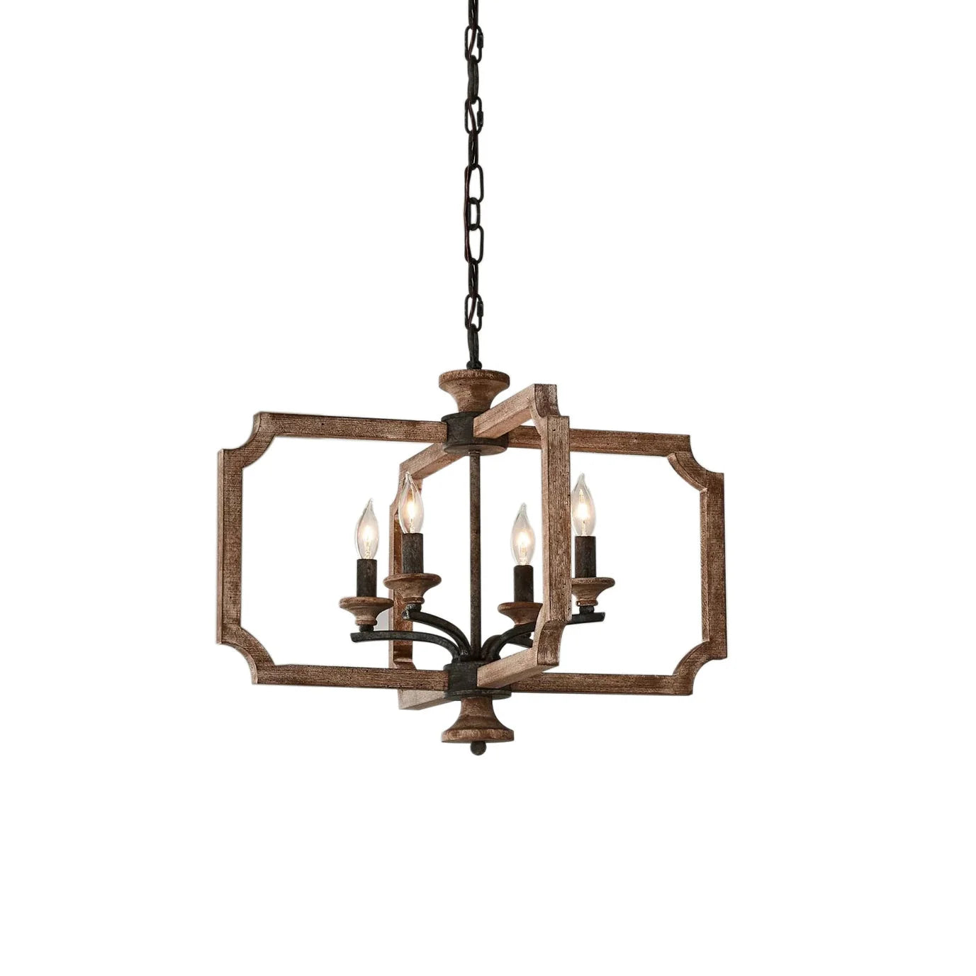 Lantern Pendant Light | Solid Wood Shades & Metal Body | 4 Lights