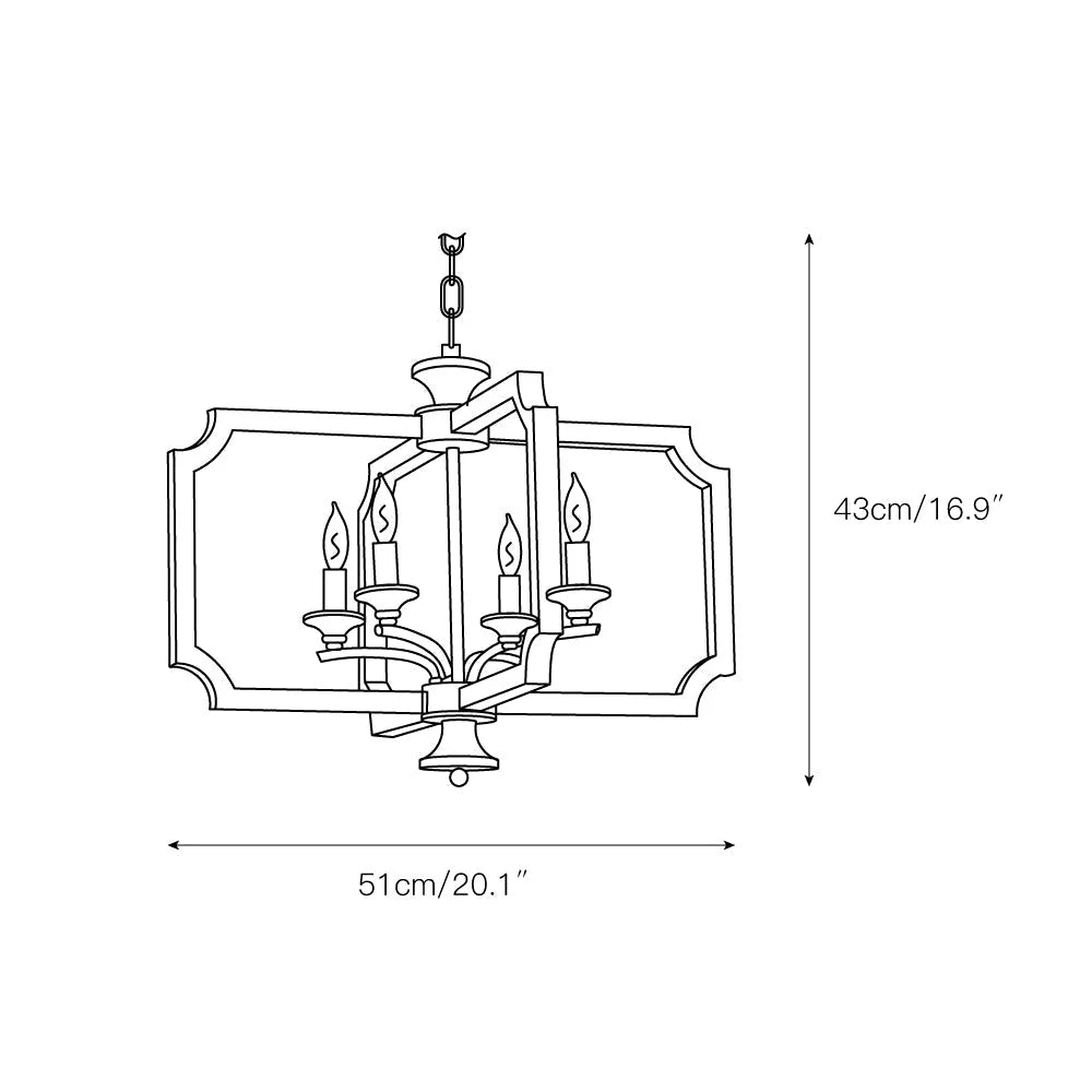 Lantern Pendant Light | Solid Wood Shades & Metal Body | 4 Lights