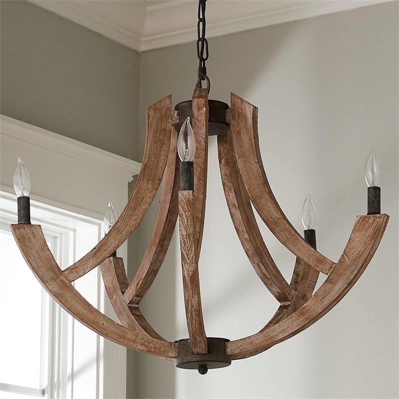 Lantern Pendant Light | Solid Wood Shades & Metal Body | 4 Lights