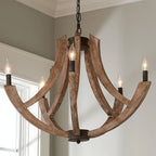 Lantern Pendant Light | Solid Wood Shades & Metal Body | 4 Lights