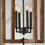 Lantern Pendant Light | Solid Wood Shades & Metal Body | 4 Lights