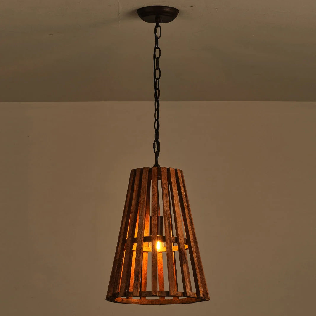 Pendant Lamp | Wooden Shade & Iron Body | Ø 32 cm