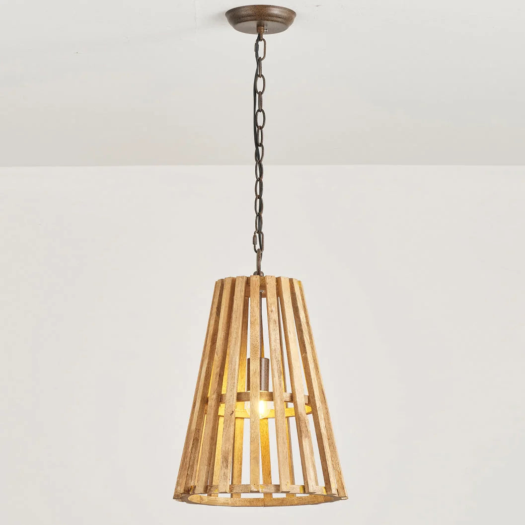 Pendant Lamp | Wooden Shade & Iron Body | Ø 32 cm
