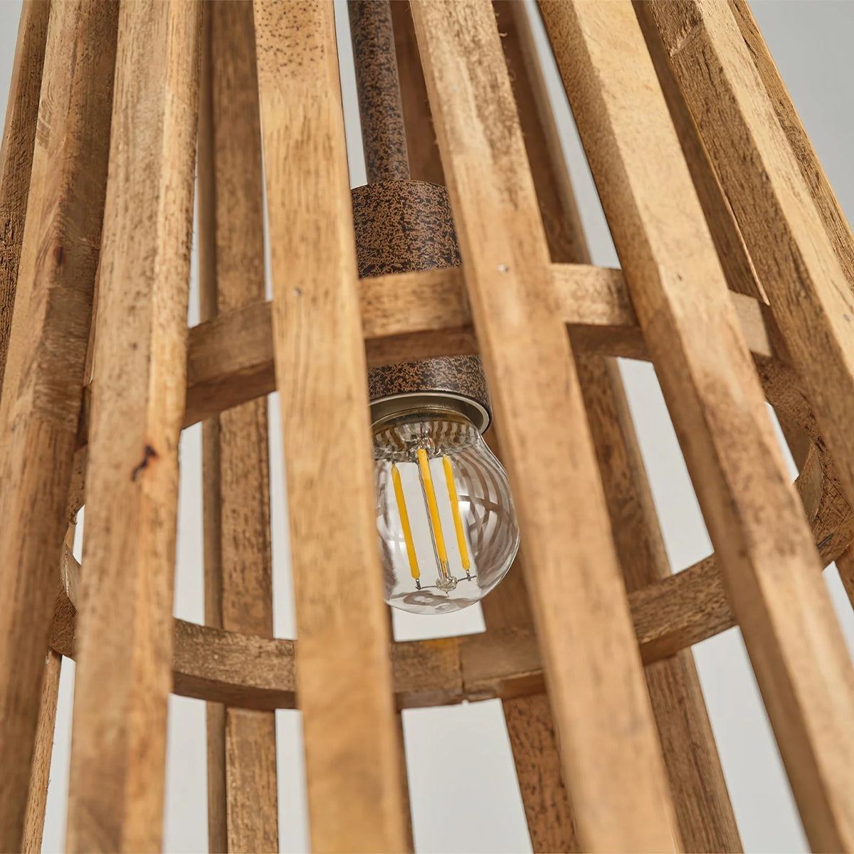 Pendant Lamp | Wooden Shade & Iron Body | Ø 32 cm