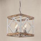 Pendant Light | 4-Head Wood & Metal | Antique White