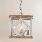 Pendant Light | 4-Head Wood & Metal | Antique White