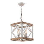 Pendant Light | 4-Head Wood & Metal | Antique White