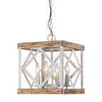 Pendant Light | 4-Head Wood & Metal | Antique White
