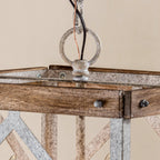 Pendant Light | 4-Head Wood & Metal | Antique White