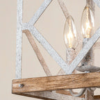 Pendant Light | 4-Head Wood & Metal | Antique White