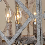 Pendant Light | 4-Head Wood & Metal | Antique White