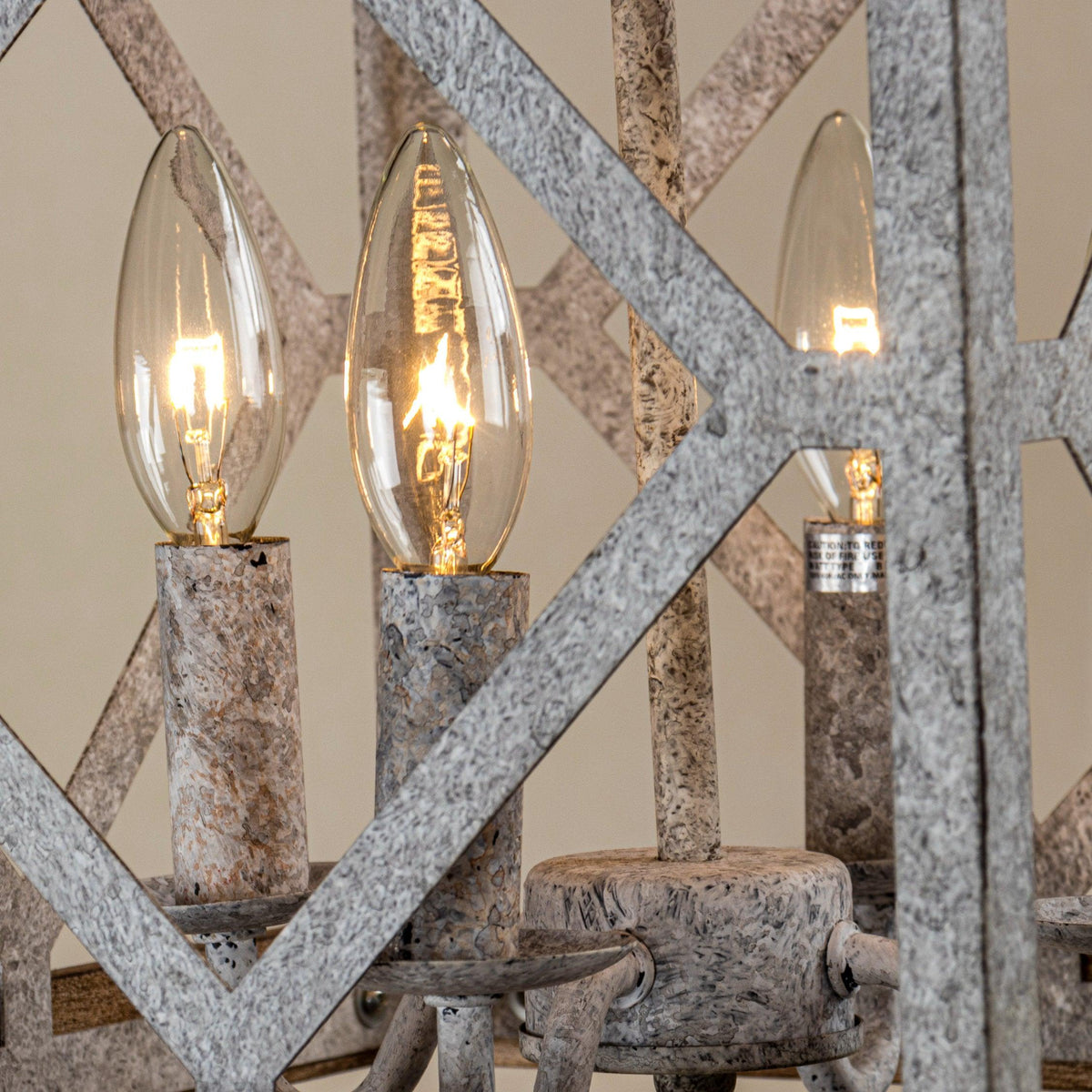 Pendant Light | 4-Head Wood & Metal | Antique White