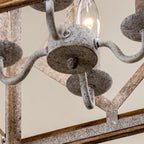 Pendant Light | 4-Head Wood & Metal | Antique White