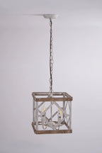 Pendant Light | 4-Head Wood & Metal | Antique White