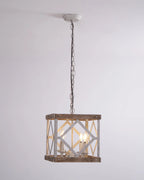 Pendant Light | 4-Head Wood & Metal | Antique White