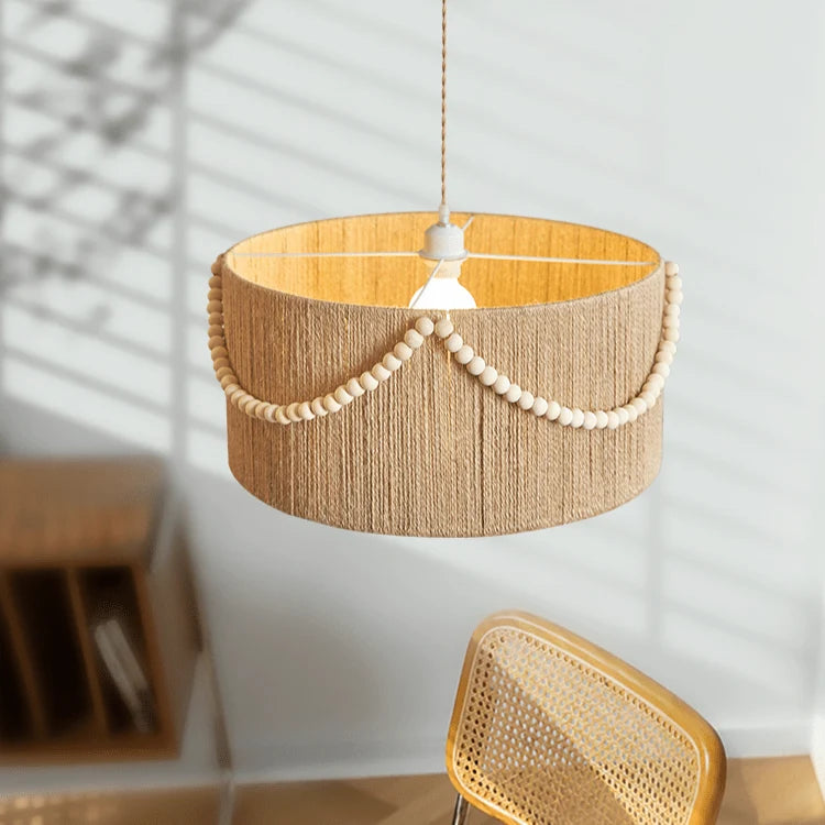 Pendant Light | Beaded Boho Natural Jute & Metal | Ø 40/50/60 cm