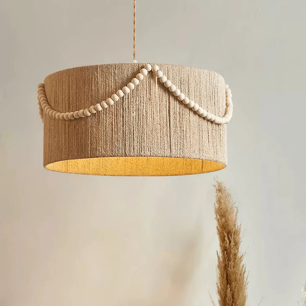 Pendant Light | Beaded Boho Natural Jute & Metal | Ø 40/50/60 cm