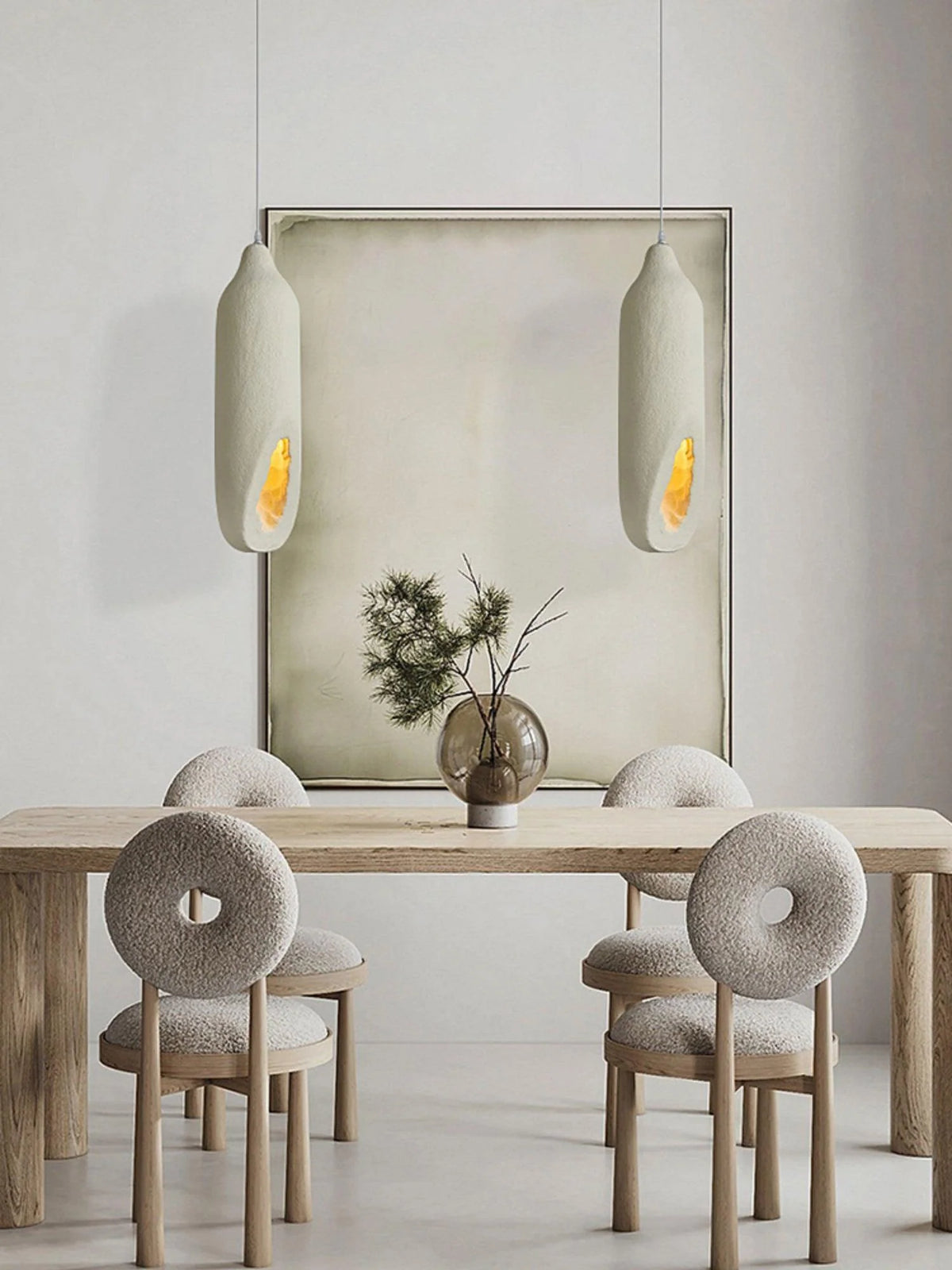 Pendant Light | Beige Polystyrene & E26/E27 Socket | 18 cm Diameter