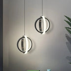 Pendant Light | Crossed-Ring Metal Frame & Silica Gel Shade | Black Or Gold