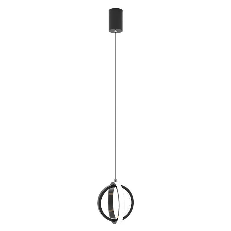 Pendant Light | Crossed-Ring Metal Frame & Silica Gel Shade | Black Or Gold