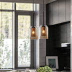 Pendant Light | Double-Glass Smoke Grey & Rust | 150 cm Cord