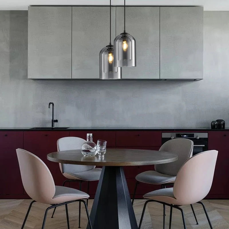 Pendant Light | Double-Glass Smoke Grey & Rust | 150 cm Cord