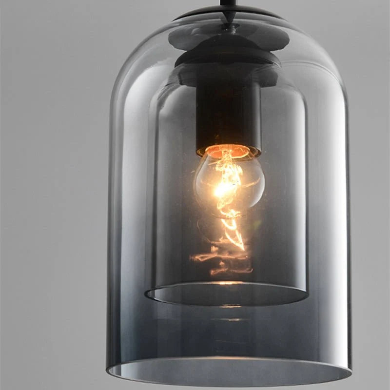 Pendant Light | Double-Glass Smoke Grey & Rust | 150 cm Cord