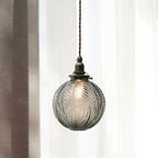Pendant Light | Etched Leaf Glass Globe & Antique-Style Mount
